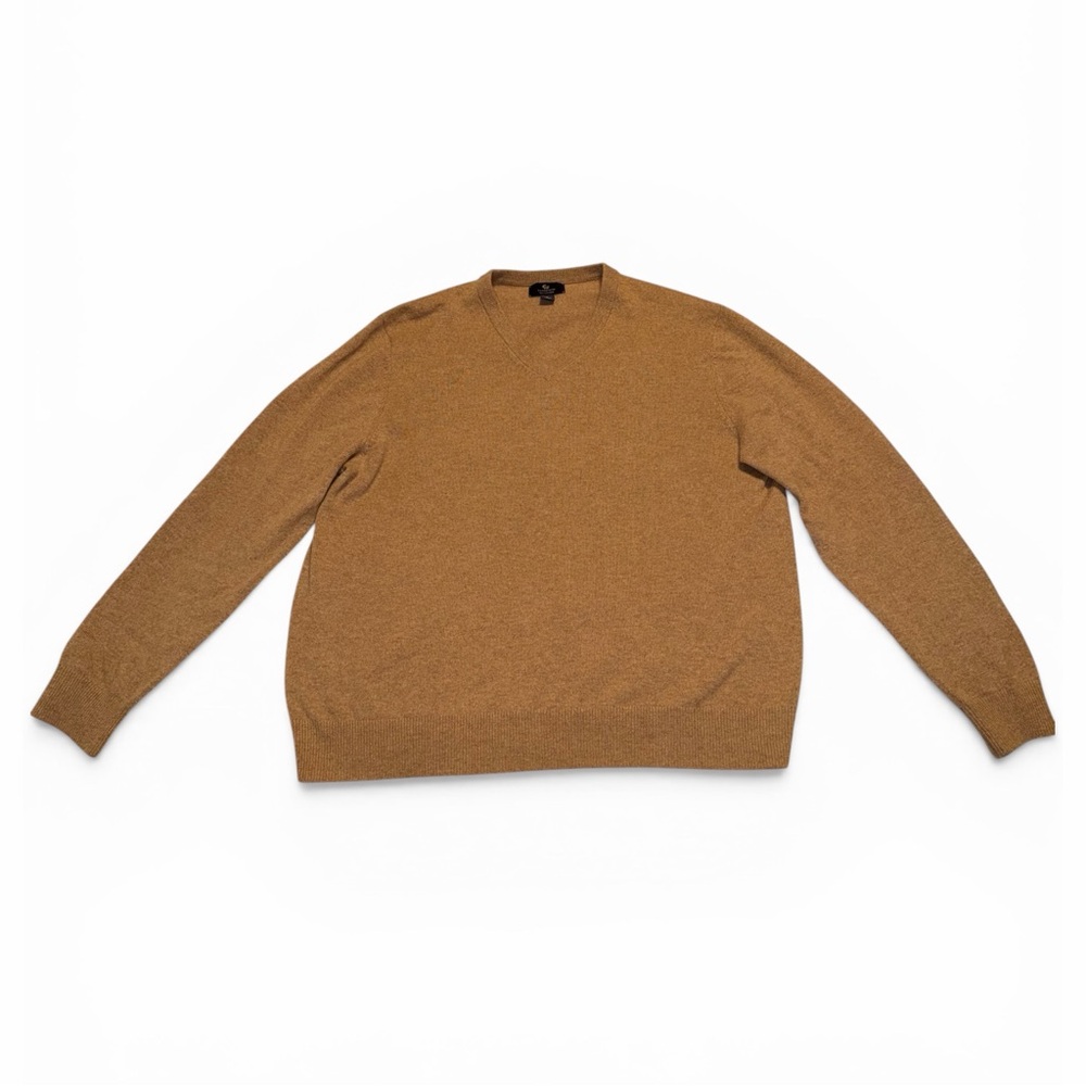 Lands' End men’s Cashmere Crewneck Sweater in Camel Brown